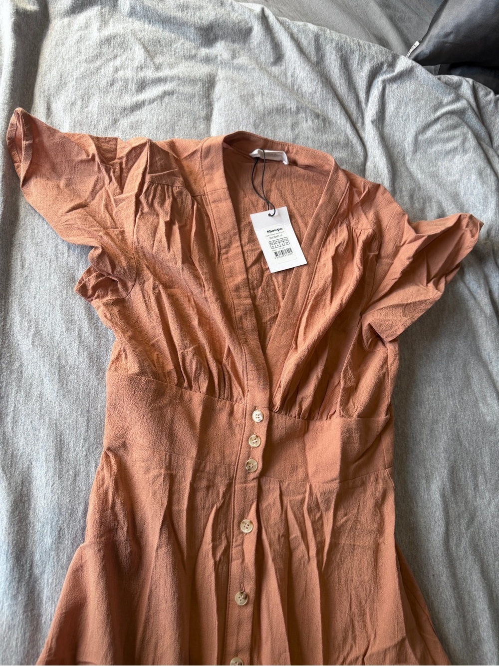 ELIJAH MIDI DRESS - EMPIRE WAIST BUTTON DOWN DRESS - Picture 6 of 6